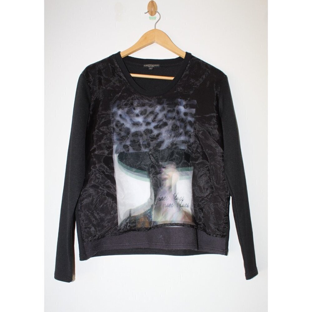 Alberto Makali top Size Medium Long Sleeve Sweater Women Face Fashion Goth Dark